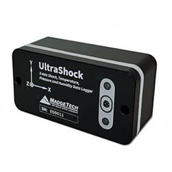 衝撃・振動データロガー UltraShock (3軸衝撃、温度・湿度・気圧) (ISO/IEC 17025 温度・湿度・気圧校正証明書付)