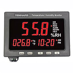 デジタル温湿度計 TM-185A (データロガー付き、高輝度大型表示)
