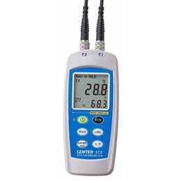 デジタル温度計 CENTER 372 (防水、高精度、校正証明書付き、2チャンネル)